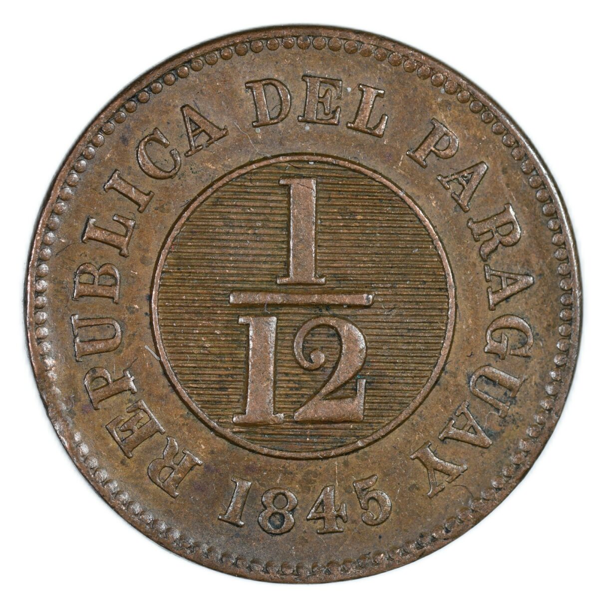 PARAGUAY 1/12 REAL 1845 AVERS